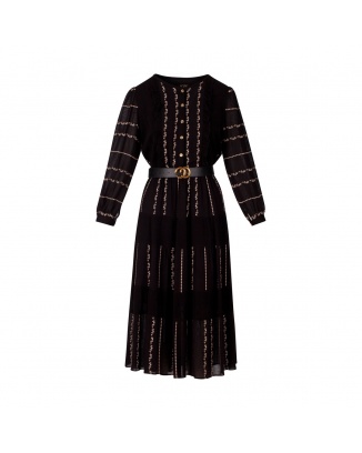Andrea II Czarna Sukienka Bawełniana Midi