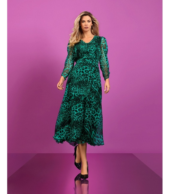 Amala Green Leopard Dress