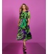 Зелено-фиолетовое многоярусное миди-платье Venus