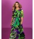 Зелено-фиолетовое многоярусное миди-платье Venus