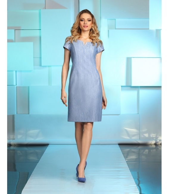 Bergamo Blue Silver Fitted Dress
