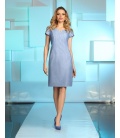Bergamo Blau Silber Tailliertes Kleid