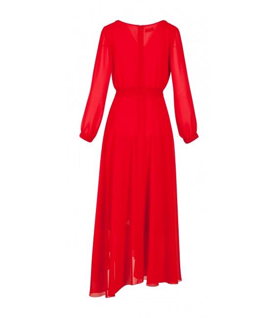 Czerwona Sukienka Maxi z Rozcięciem