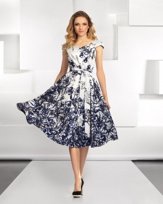 Francesca Голубое элегантное платье с цветами