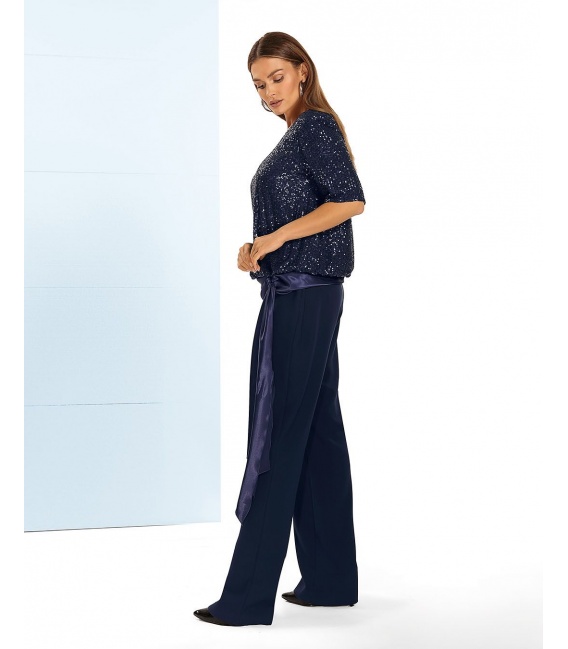 Ivonne Elegancki Komplet Granatowy Z Cekinami