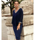 Giselle Rochie albastru marin cu palton