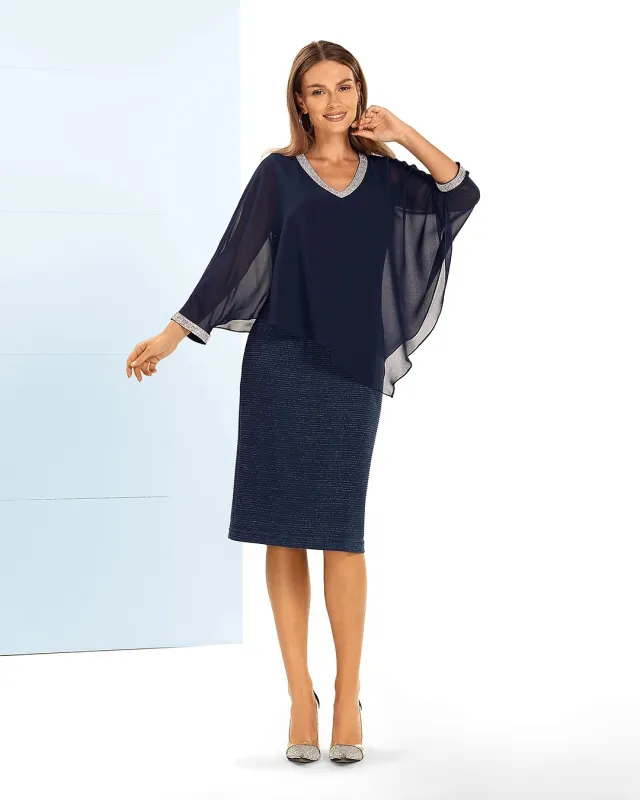 Giselle Rochie albastru marin cu palton