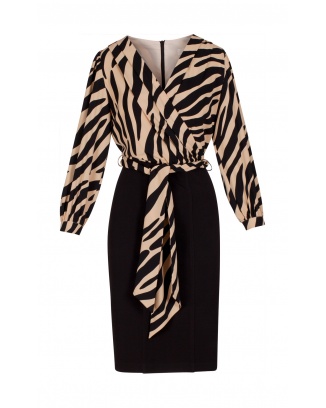 Noelle Knee-length Bezel Zebra Dress
