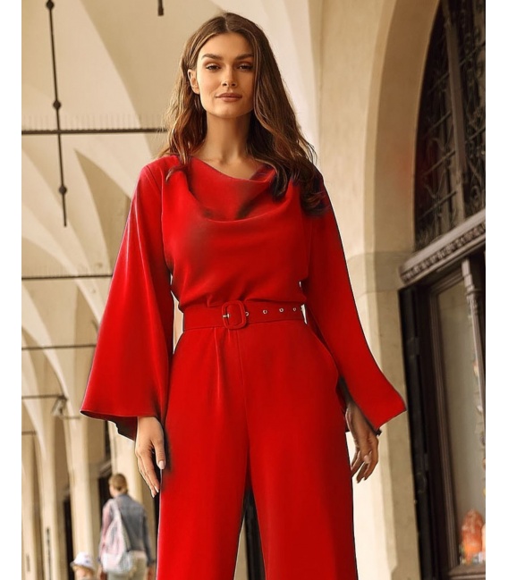 Blanche Czerwony Elegancki Kombinezon Z Szerokimi Nogawkami