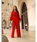 Blanche Красный элегантный комбинезон с широкими штанинами