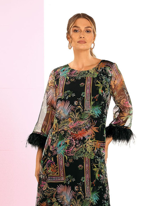 Lucie Elegancka Sukienka Z Piórami