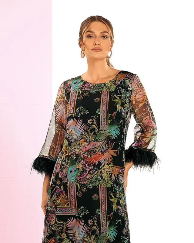 Lucie Elegancka Sukienka Z Piórami