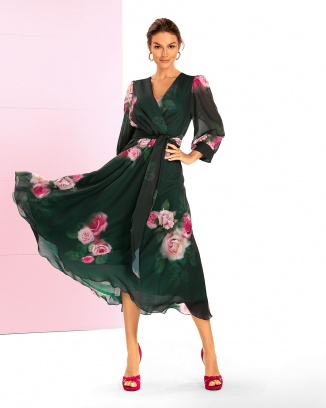 Элегантное шелковое платье Flora Green