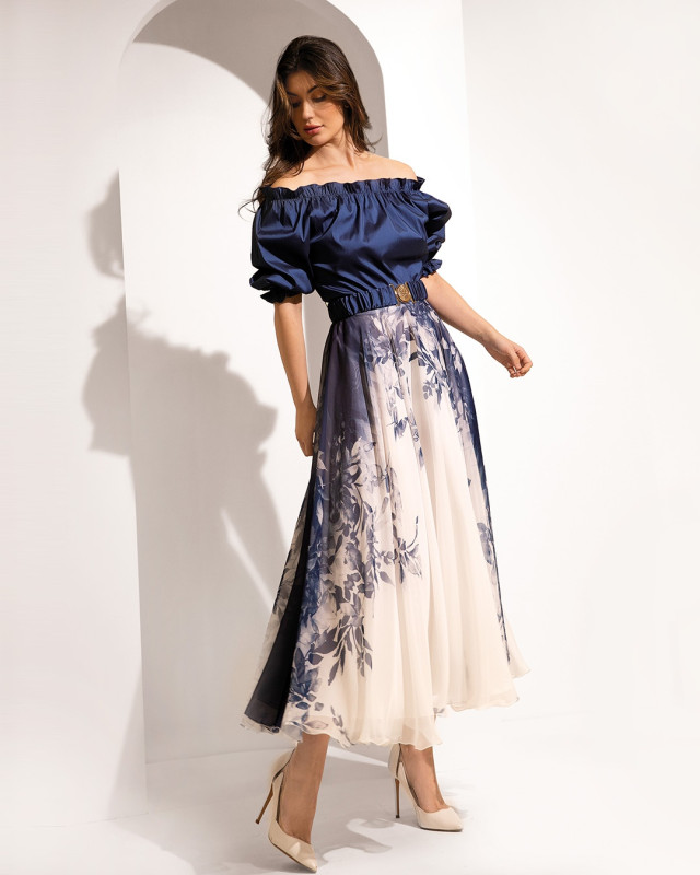 Sejla Navy Blue Spanish Dress