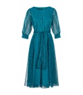 Antonella Turquoise Midi Dress with Glitter