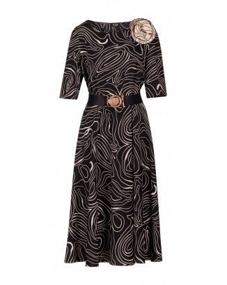 Ava S Labyrinth Černé midi šaty