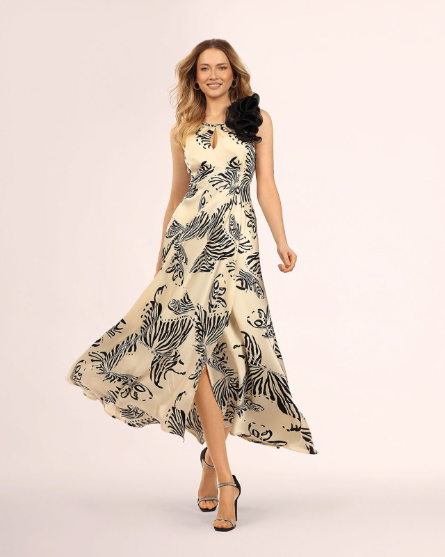 Emma Ecru Elegancka Sukienka Maxi Na Lato