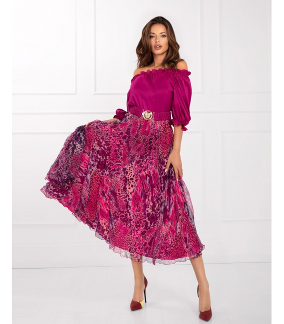 Sejla Fuksja Sukienka w Stylu Hiszpańskim