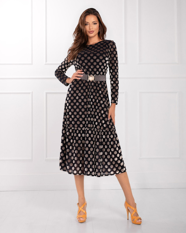 Palona Elegancka Sukienka w Grochy