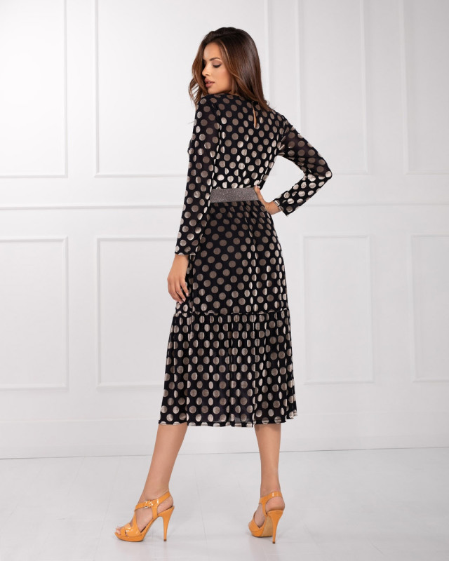 Palona Elegancka Sukienka w Grochy