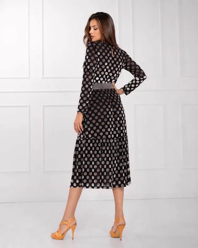 Palona Elegancka Sukienka w Grochy