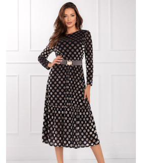 Palona Elegancka Sukienka w Grochy