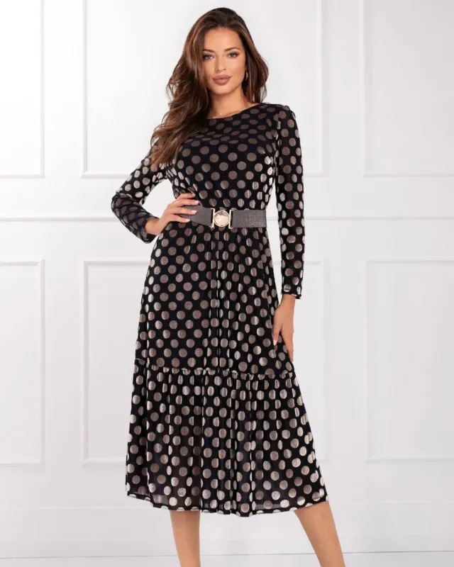Palona Elegancka Sukienka w Grochy
