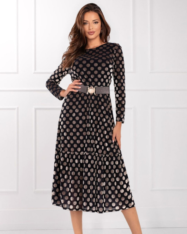 Palona Elegancka Sukienka w Grochy