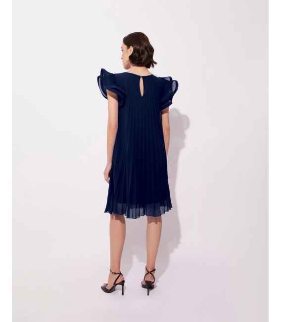 Tokyo Granat Plisowana Sukienka Szyfonowa