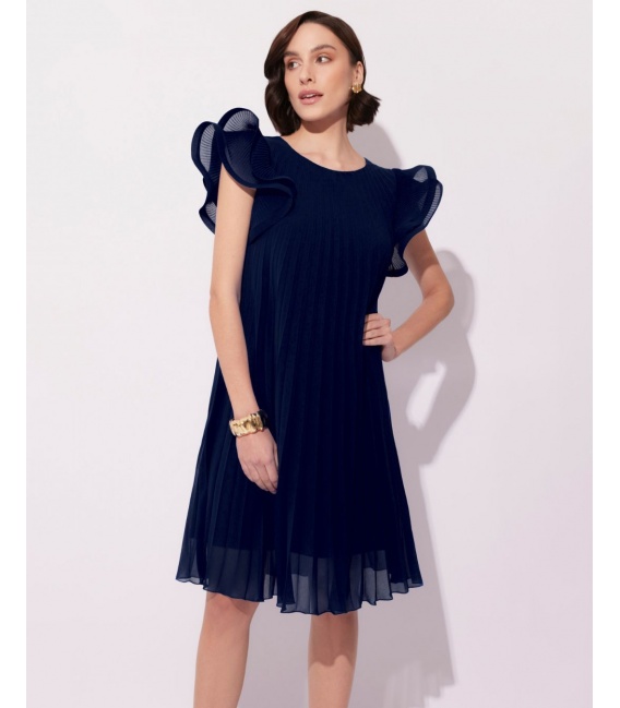 Tokyo Granat Plisowana Sukienka Szyfonowa