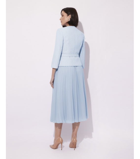 Priscilla Błękit Nowoczesna Garsonka z Plisowaną Spódnicą