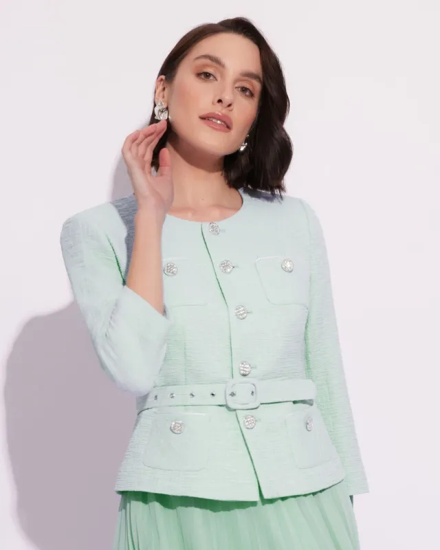 Priscilla Mięta Elegancki Komplet z Plisowaną Spódnicą