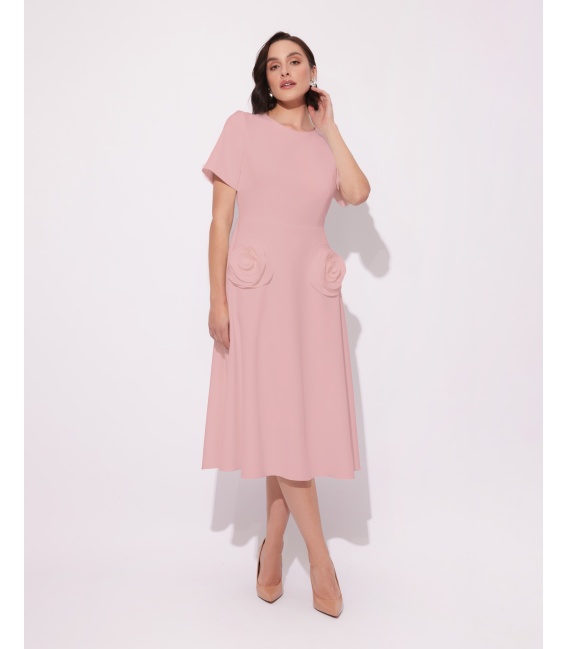 Zara Róż Wizytowa Sukienka Midi