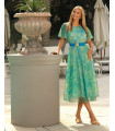 Odette II Marine Flowy Midi Dress с поясом
