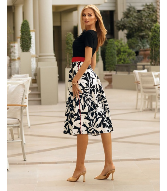 Gloria II Czarna Sukienka w Kwiaty