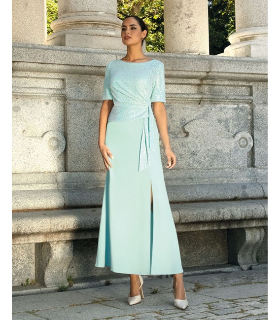 Tilda Miętowa Elegancka Sukienka z Połyskiem