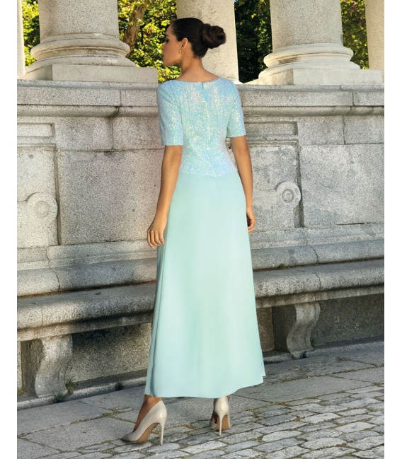 Tilda Miętowa Elegancka Sukienka z Połyskiem