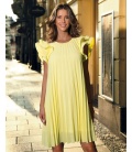 Tokyo Yellow Pleated Kneeength Dress