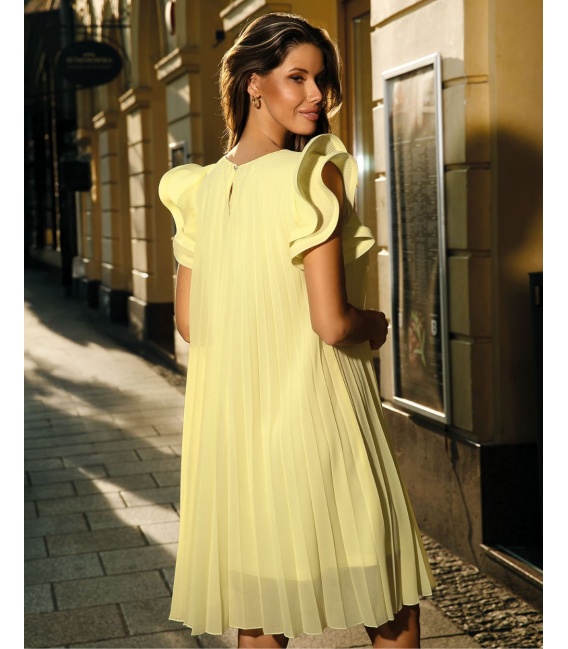 Tokyo Żółta Plisowana Sukienka do Kolan