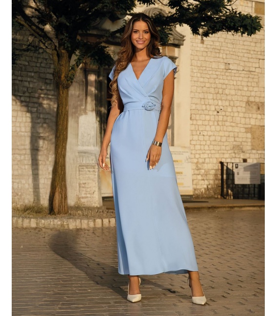 Telimena Błękitna Długa Sukienka Wizytowa