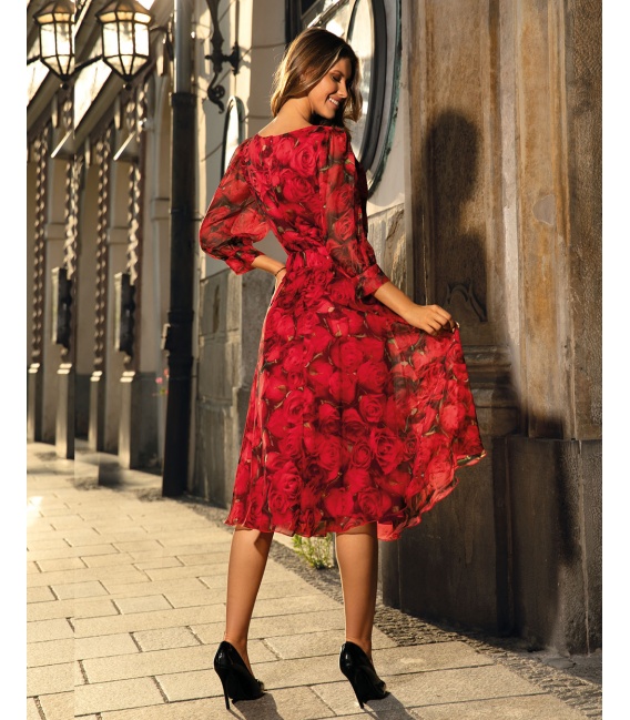 Sara Czerwona Sukienka w Róże