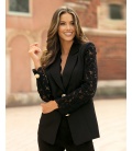 Cameron Black Lace Sleeve Suit