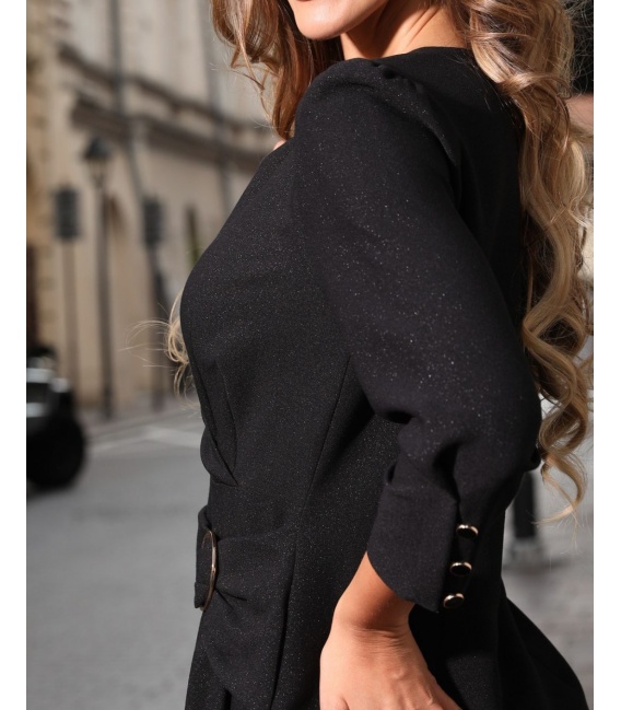 Petra II Czarna Sukienka o Dopasowanym Fasonie