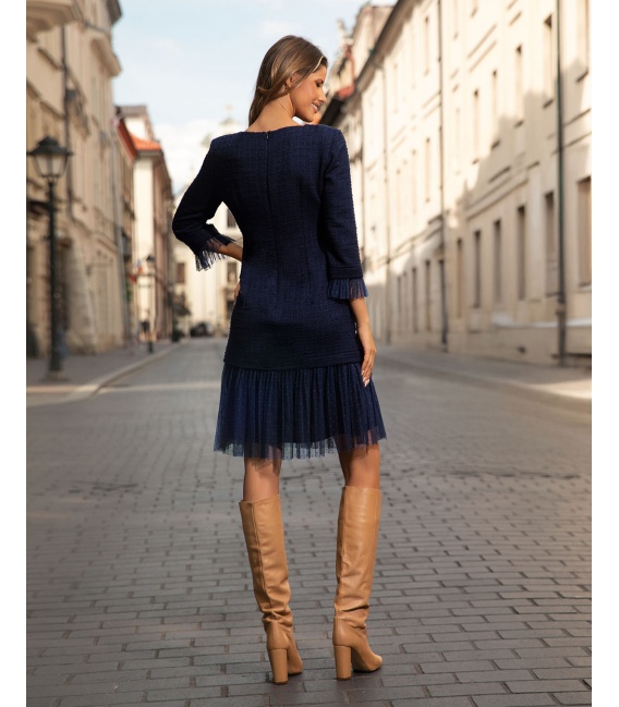 Gabriela Granatowa Sukienka z Dzianiny