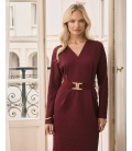 Brigitte Bordowa Sukienka z Dzianiny