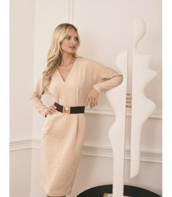 Brigitte Beż Damska Sukienka z Dzianiny