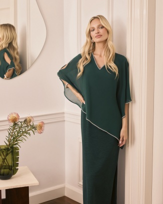 Latifa V Zieleń Długa Wieczorowa Sukienka