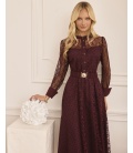 Madeline Bordowa Sukienka z Koronki