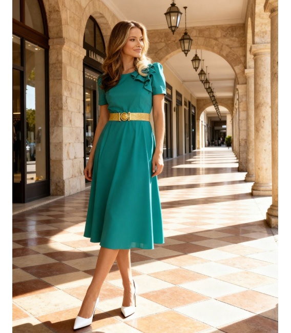 Livia Turkusowa Sukienka Midi