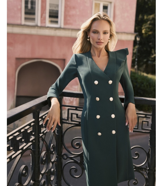 Beth Zieleń Elegancka Sukienka o Kroju Marynarki
